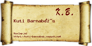 Kuti Barnabás névjegykártya